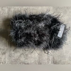 NWT VIP Attitude Black Feather Strapless Crop Top size Large